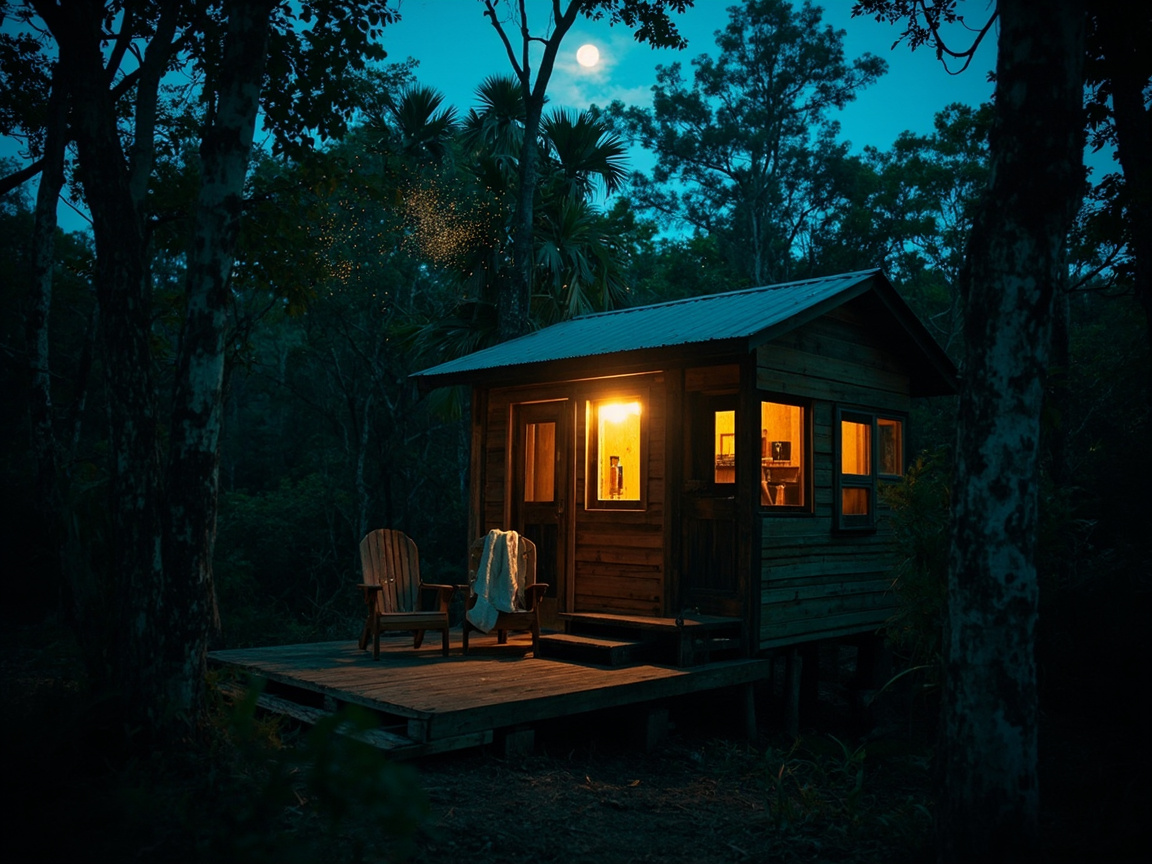 Cabaña Luna al atardecer
