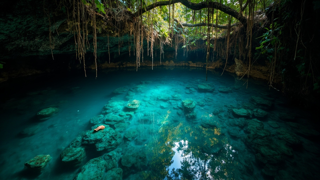 Cenote sagrado en la selva de Yucatán